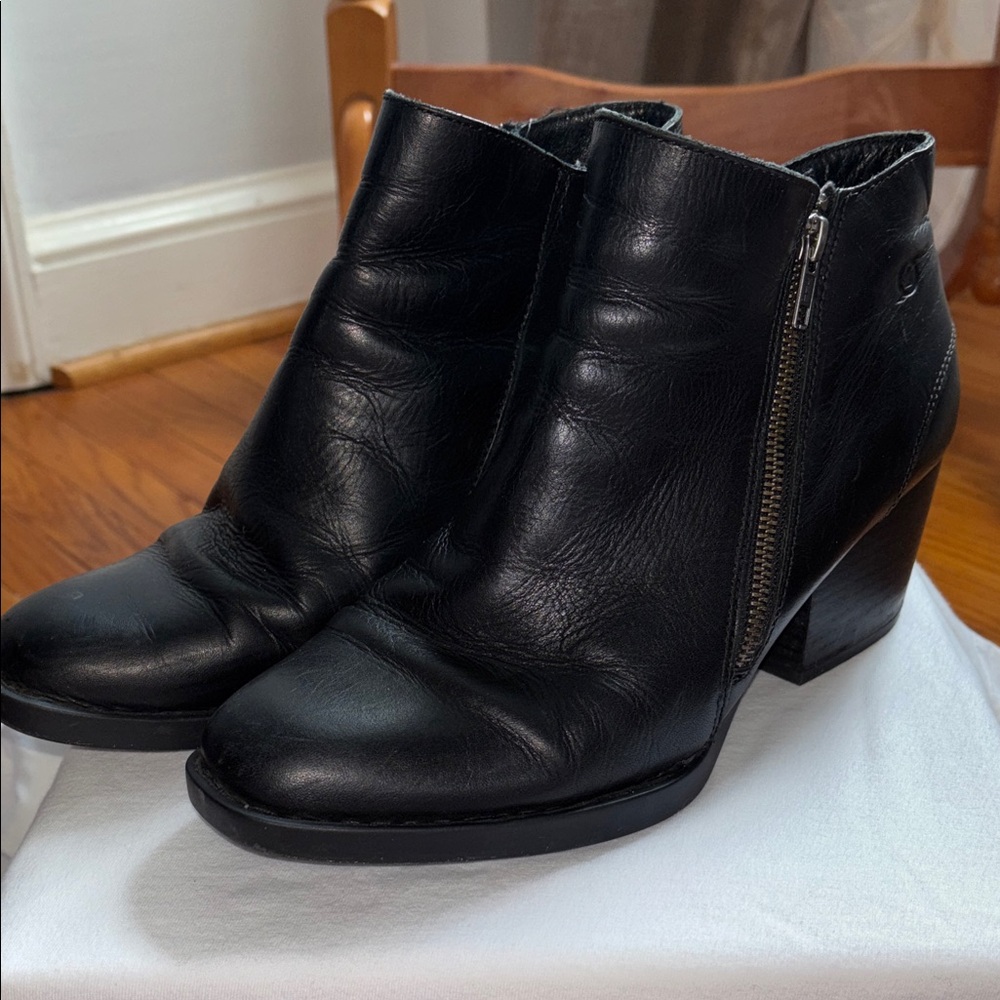 Born Black Leather Ankle Boots